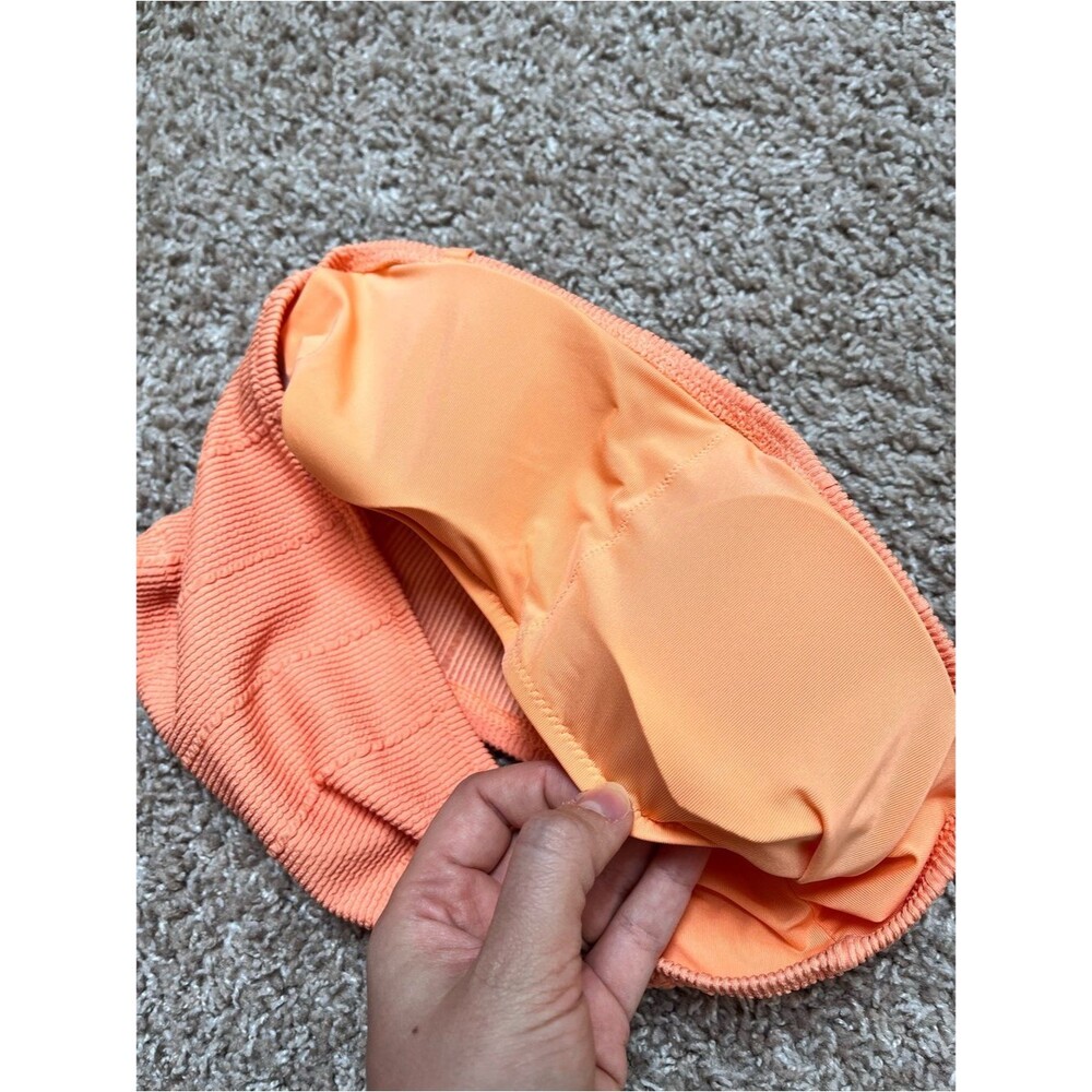aerie Coral Textured Strapless Bikini Set - Picture 8 of 9